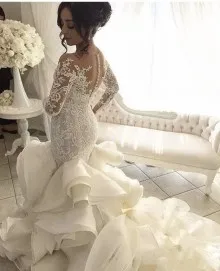 ruffled mermaid wedding dress