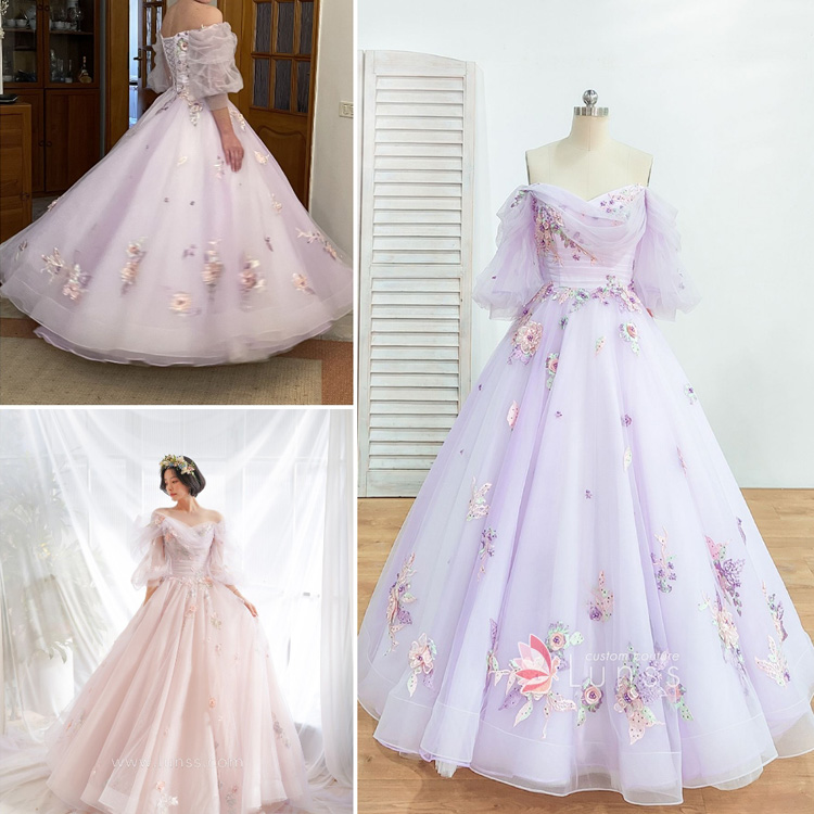 custom made flowers wedding dress