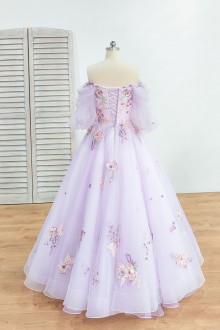 custom made off the shoulder lace up flowers wedding dress