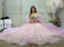 flowers lilac tulle wedding gown