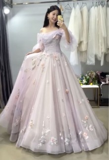 flowers wedding gown