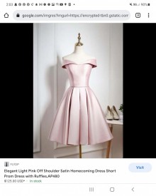 off the shoulder pink satin short dress