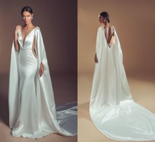 satin wedding dress with a wrap
