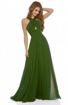olive green halter dress