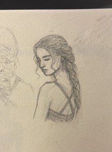 sketch of X shape dress