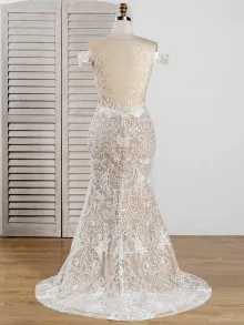 Lunss custom lace open back prom dress