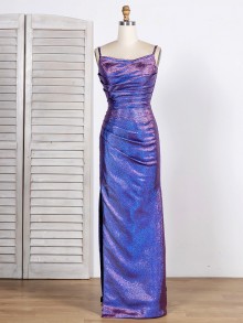 iridescent blue purple custom made prom dress
