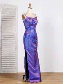 shimmering iridescent blue purple custom made prom dress
