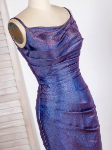 shimmering iridescent blue purple prom dress