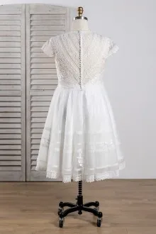 Lunss tea length lace wedding dress