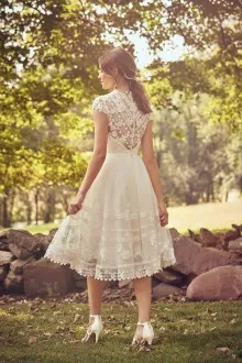lace tea length wedding gown