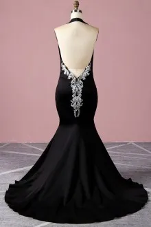 low back black mermaid dance dress