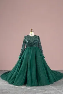 emerald green glitter tulle engagement dress