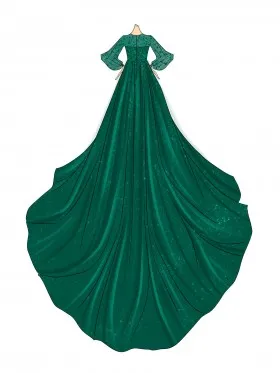 emerald green long sleeve photoshoot dress