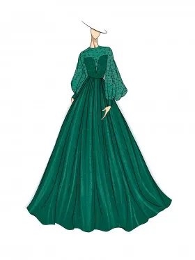 emerald long sleeve photoshoot dress