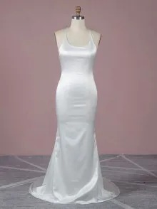 Lunss custom white satin long dress