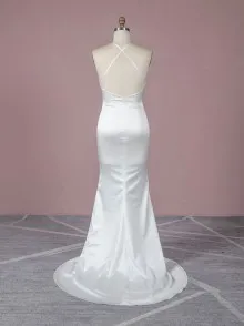 custom made bodycon white satin dress