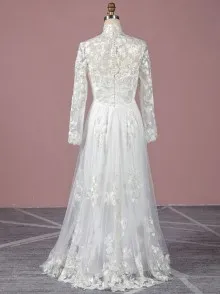long sleeve lace church blessing dress