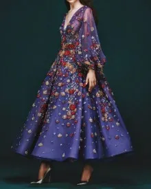 flower tea length dress