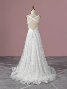 Lunss custom made satin and lace wedding dress