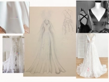 collage of the custom dress