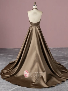 custom made tan satin dress