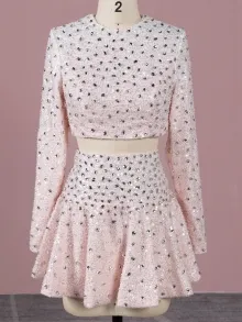Lunss pink crop top short dress