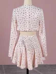 Lunss pink crop top two piece dress