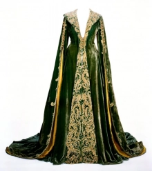 green velvet coat with gold embroidery
