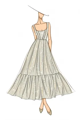 tea length dress sketch
