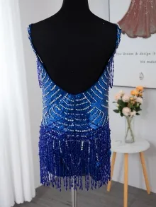 beaded blue romper