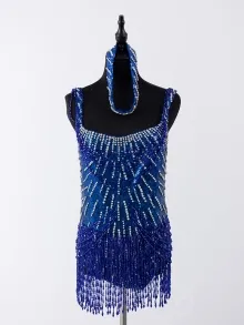 custom beaded blue romper
