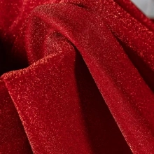 red metallic yarn thick fabric