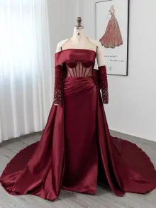 Lunss cabernet satin prom dress