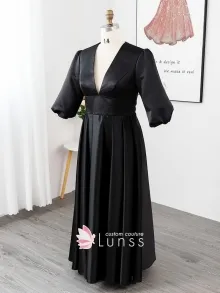 all black dress with bishop sleeves