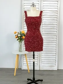 custom made burgandy beading bodycon