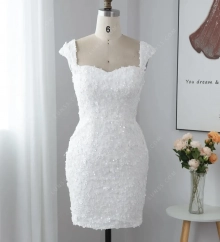 flower beading lace mini bodycon dress