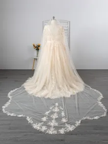 champagne wedding dress with a train