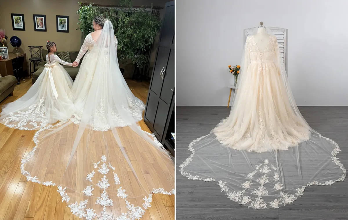 custom made 2 in 1 wedding dress with an veil