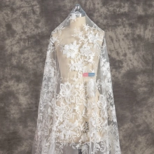 sequinned big flowers floral ivory embroidery lace