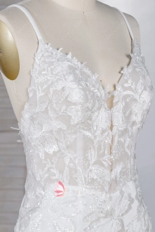 sequinned ivory illusion lace wedding dress