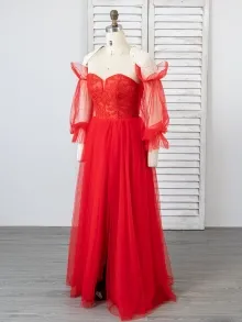 Lunss custom made red wedding dress