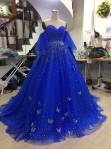 3D butterfly prom dress