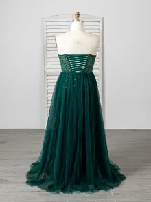 Lunss custom green prom dress