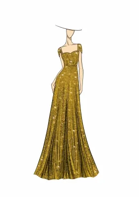 sketch for the gold sequin birthday dress