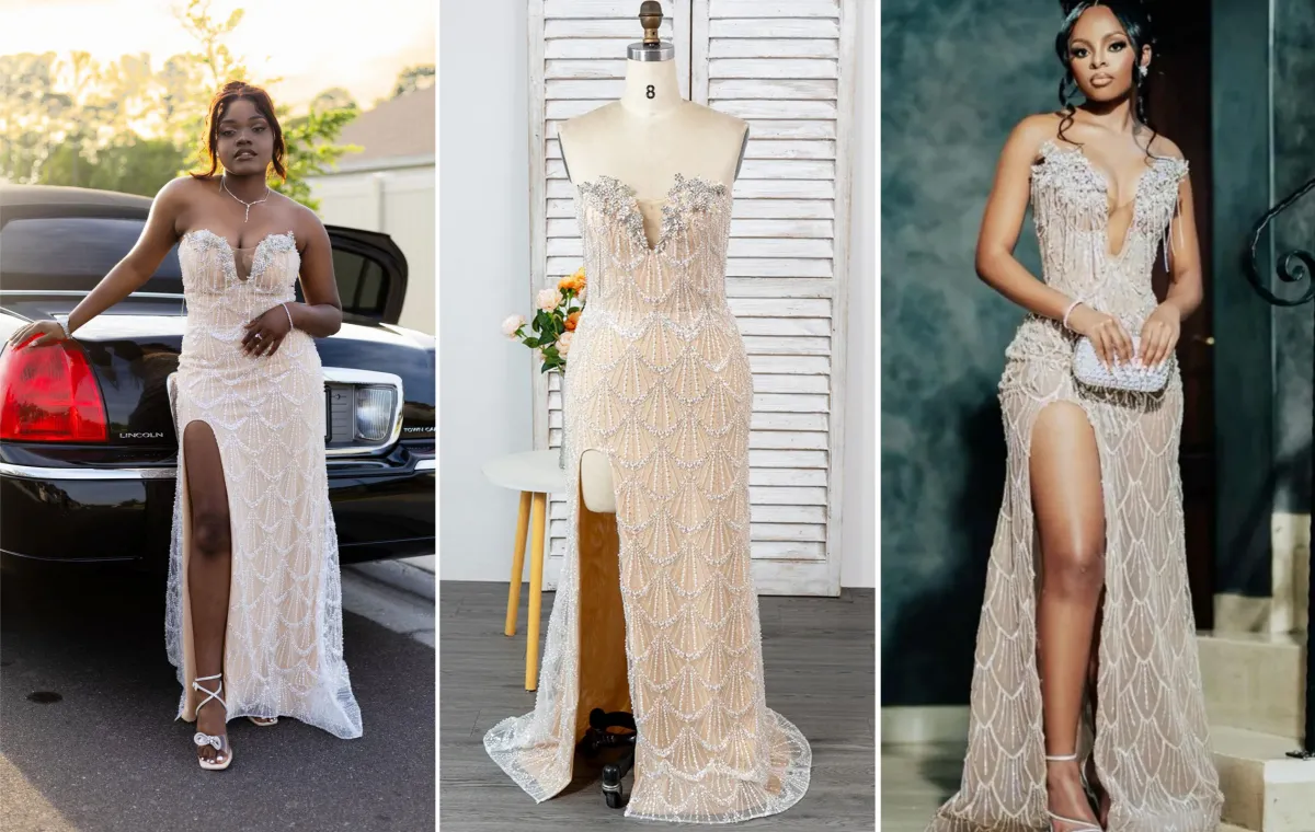 Lunss custom made beaded party gown