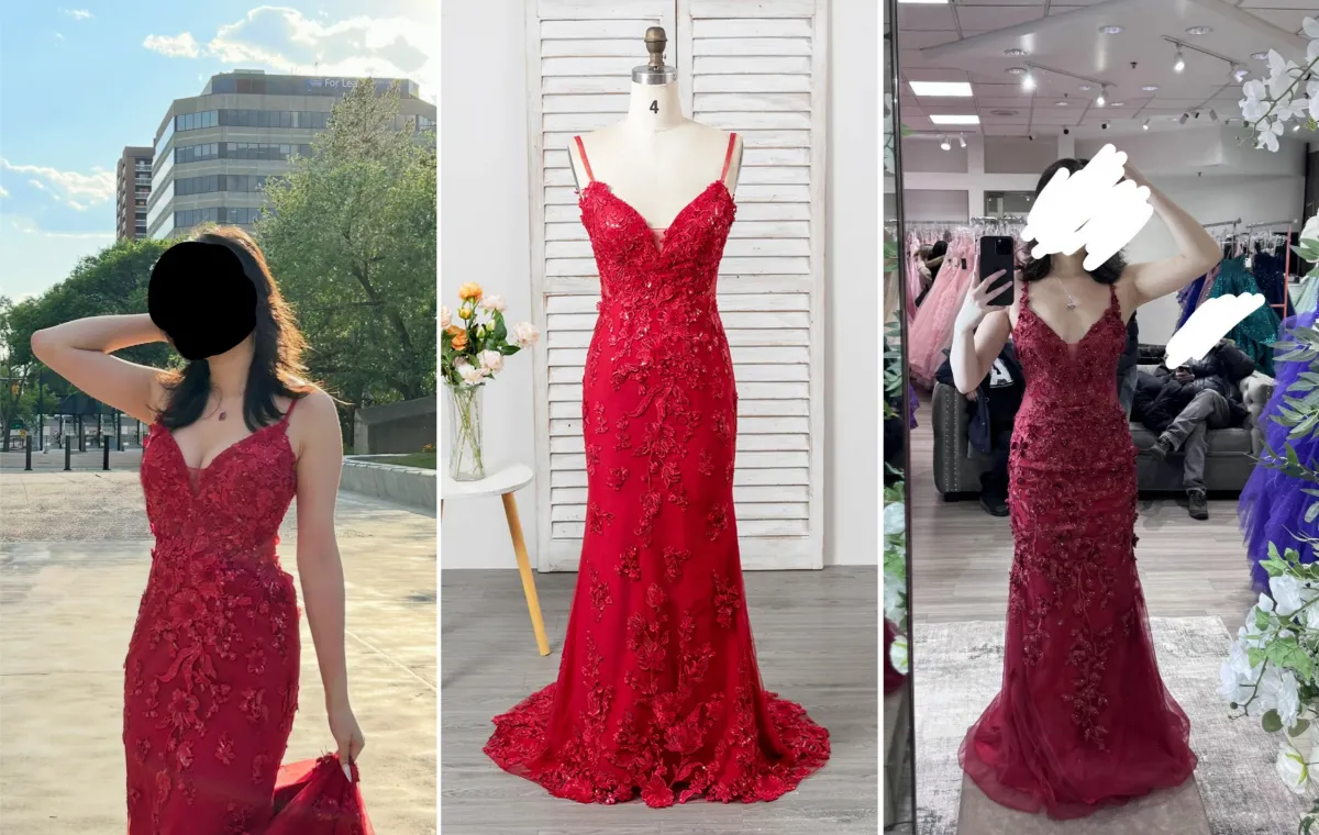 High School Red Grad Dress Customization