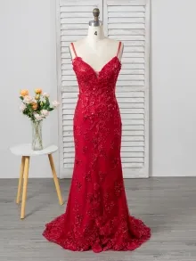 red grad dress