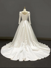 satin wedding dress with buttons