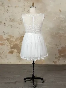 Lunss custom made lace short wedding dress